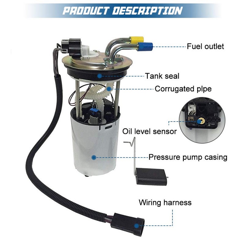 Apeixoto Fuel Pump Replacement for 2002 2003 2004 Chevy Trailblazer L6-4.2L, for 03 04 GMC Envoy XL V8-5.3L with Sending Unit E3549M - Image 4